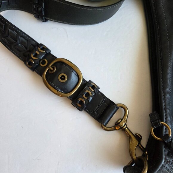 EUC Coach Legacy Bleecker Tattersall Large Leather Duffle #11423 in Navy - Picture 2 of 16